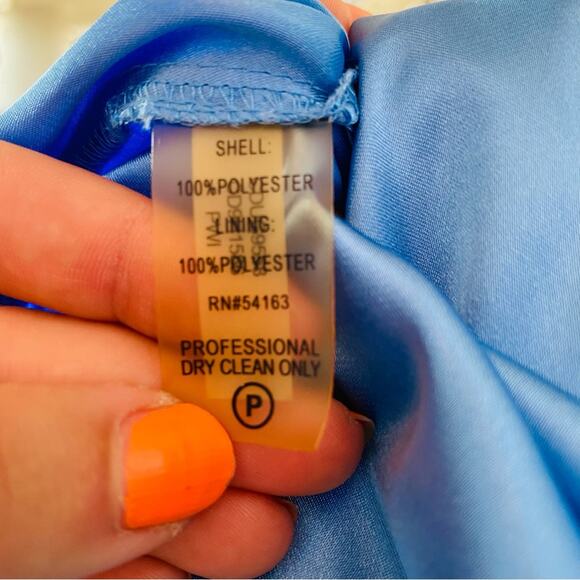 CALVIN KLEIN Blue Button Sheer Chiffon Back Pleated Stripe Knee Length Dress 6 - Picture 9 of 10